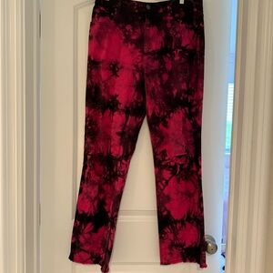Alice + Olivia Red and Black Tie-Dye Jeans